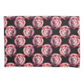 Pink Lion Head Animal Pattern Design - Black Kussensloop (Voorkant)