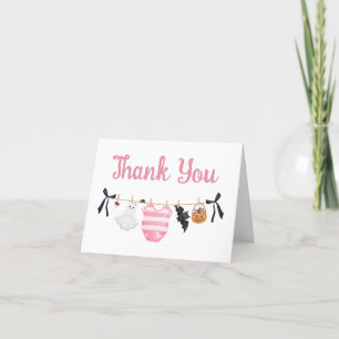 Pink Little Boo Baby shower Bedankkaart
