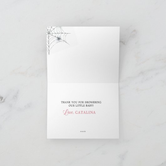 Pink Little Boo Baby shower Schattige Ghost Pumpki Bedankkaart (Binnen)