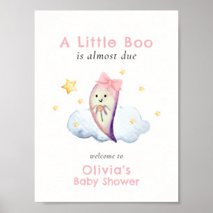 Pink Little Boo Bow Ghost Baby shower Welkom Poster