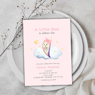 Pink Little Boo Bow Ghost Girl Baby shower Kaart