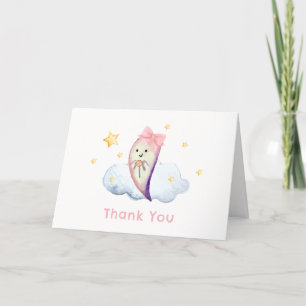 Pink Little Boo Bow Ghost Halloween Baby shower Bedankkaart