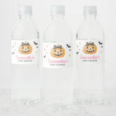Pink Little Boo Spooky Pumpkin Baby shower Waterfles Etiket (Flessen)
