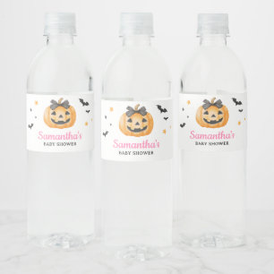 Pink Little Boo Spooky Pumpkin Baby shower Waterfles Etiket