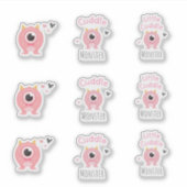 Pink Little Cuddle Monster Stickers (Devant)