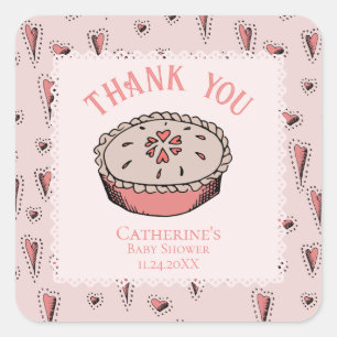 Pink Little Cutie Pie Baby Girl Bedankt Vierkante Sticker