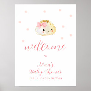 Pink Little Dumpling Girl Baby shower Welkom Poster