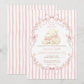 Pink Little Lamb Baby Shower Stripes Invitation (Devant / Derrière)