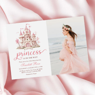 Pink Little Princess Castle Girl Baby Shower Photo Kaart