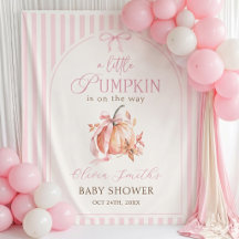 Pink Little Pumpkin Baby Shower Backdrop Tapestry