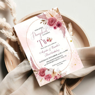 Pink Little Pumpkin Twin Girl2nd Verjaardag Kaart