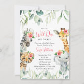 Pink Little Wild One Safari Baby shower Invitation (Devant)