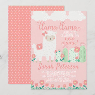 Pink Llama Baby shower Uitnodiging
