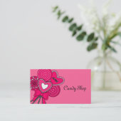 Pink Lollipop Candy Shop Bakery Carte de visite (Debout devant)