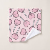 Pink Lollipops, Heart Lollipops, Lollipop Pattern Bad Handdoek (Wasdoekje)