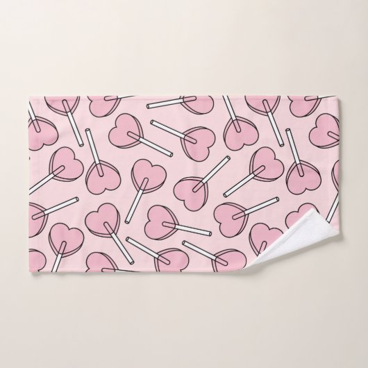 Pink Lollipops, Heart Lollipops, Lollipop Pattern Bad Handdoek (Handdoek)