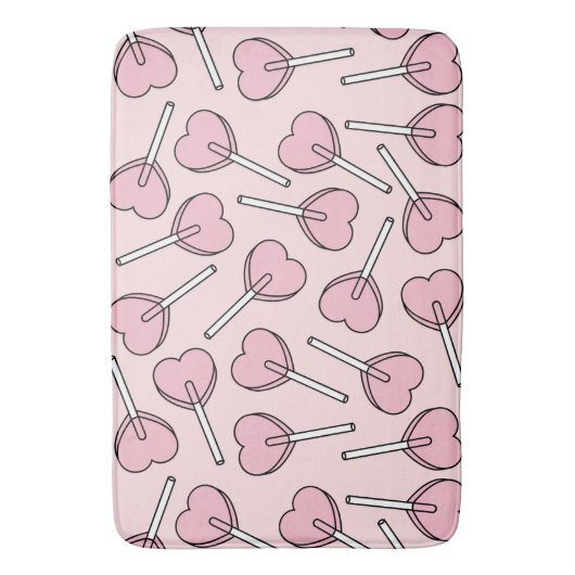 Pink Lollipops, Heart Lollipops, Lollipop Pattern Badmat (Voorkant Verticaal)