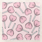 Pink Lollipops, Heart Lollipops, Lollipop Pattern Glazen Onderzetter (Voorkant)