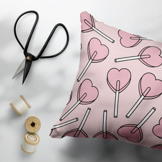 Pink Lollipops, Heart Lollipops, Lollipop Pattern Kussensloop
