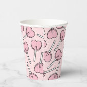 Pink Lollipops, Heart Lollipops, Lollipop Pattern Papieren Bekers (Rechts)