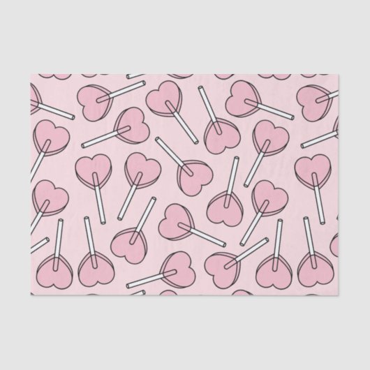 Pink Lollipops, Heart Lollipops, Lollipop Pattern Tissuepapier (Voorkant)