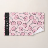 Pink Lollipops, Heart Lollipops, Lolly, Your Name Bad Handdoek (Handdoek)
