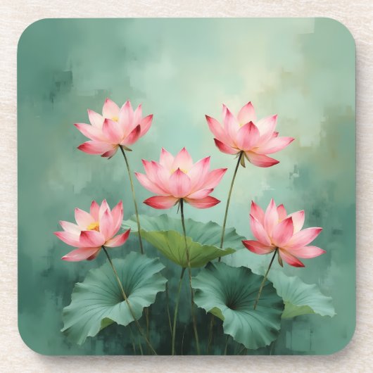 Pink Lotus Artwork  Bier Onderzetter (Voorkant)