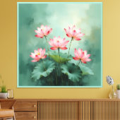 Pink Lotus Artwork  Canvas Afdruk (Insitu (Woonkamer))