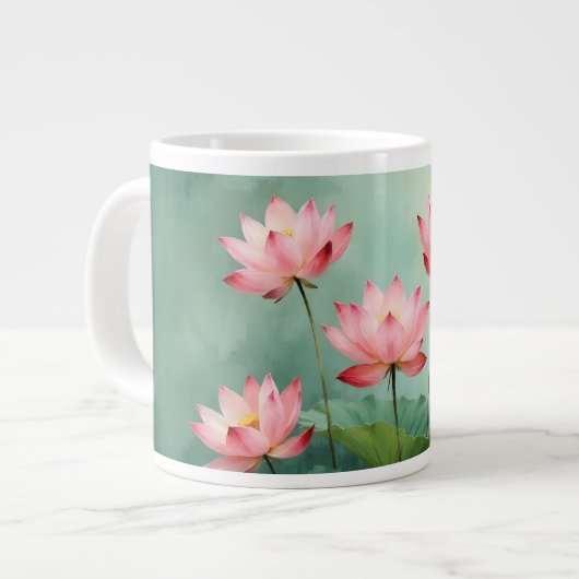 Pink Lotus Artwork  Extra Grote Beker (Voorkant links)