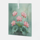Pink Lotus Artwork  Glas Ornament (Voorkant links)
