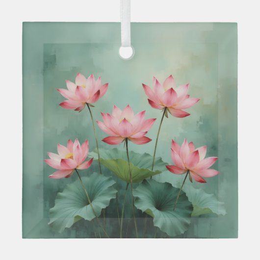 Pink Lotus Artwork  Glas Ornament (Voorkant)
