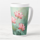 Pink Lotus Artwork  Latte Mok (Rechterhoek)
