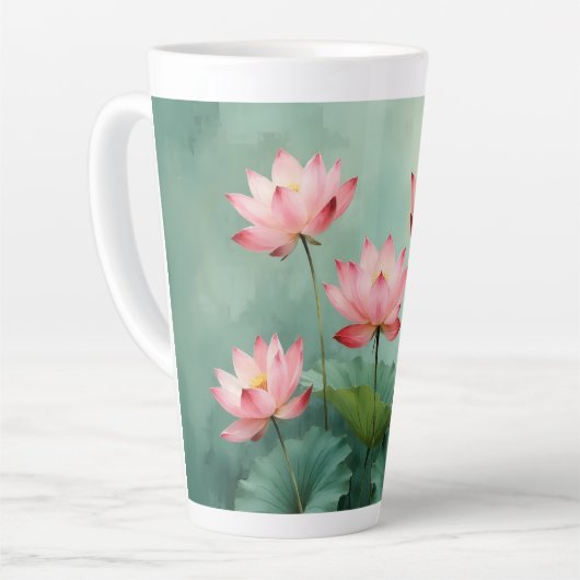 Pink Lotus Artwork  Latte Mok (Linkerhoek)