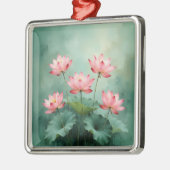 Pink Lotus Artwork Metalen Ornament (Links)