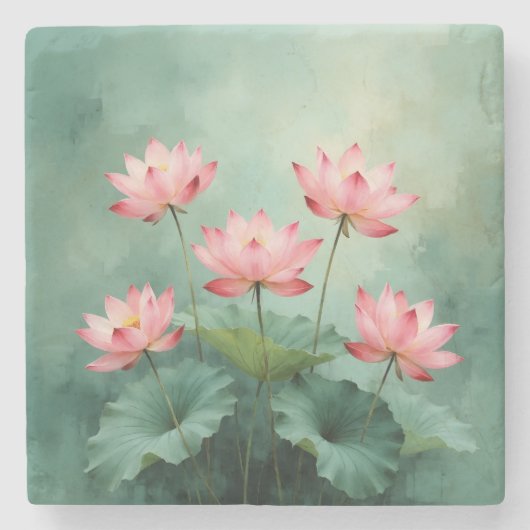 Pink Lotus Artwork  Stenen Onderzetter (Voorkant)