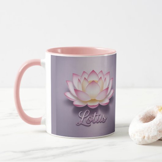 Pink Lotus Flower Meditation Mug Mok (Met donut)