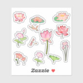 Pink Lotus Flower Stickers (Feuille)