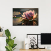 Pink Lotus in het Morning Light Poster (Thuiskantoor)