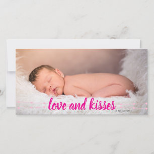 Pink Love and Kisses Hearts Valentine Carte photo