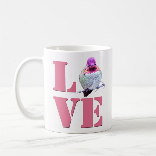 Pink LOVE Anna's Hummingbird Photo Coffee Mug (Gauche)