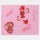 Pink Love & Baby deken met teddybeer en hart (Voorkant (Horizontaal))