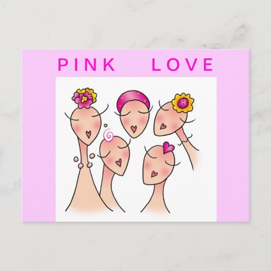 PINK LOVE Borstkanker Briefkaart (Voorkant)