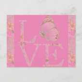 Pink Love Butterfly Floral Briefkaart (Voorkant)