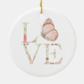 Pink Love Butterfly Floral Keramisch Ornament (Achterkant)