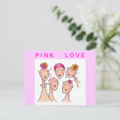 PINK LOVE Cancer du sein Carte postale (Debout devant)