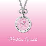 Pink Love Collier Watch<br><div class="desc">Collier Montre cadeau. Avec le mot "amour" et une forme de coeur remplaçant la lettre O. rose foncé et rose clair.</div>