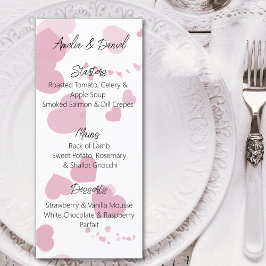 Pink Love Heart Menu Kaart
