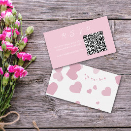 Pink Love Heart Online RSVP Note Kaart Notitiekaartje