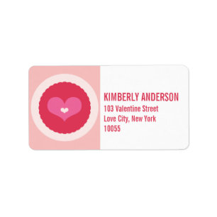 Pink Love Heart Scalloped Circle Étiquettes de adr