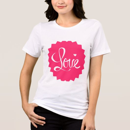 Pink Love Heart T-Shirt (Voorkant)